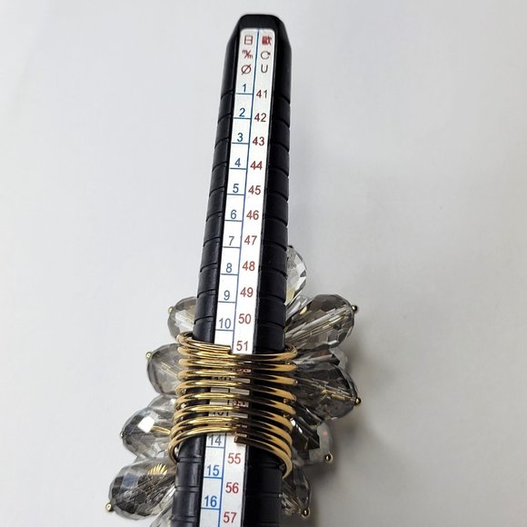 Swaroski Crystal Ring Flamboyant Unique Crystal Bicone Beaded Cluster Ring - Picture 9 of 12